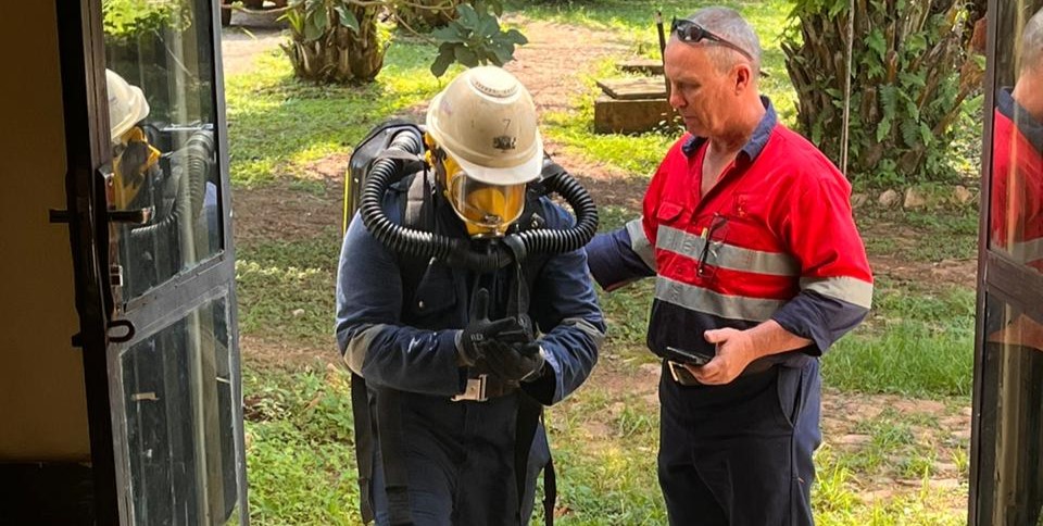 Rescue workers in action